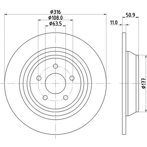 DON 2 x Solid Rear Brake Discs PCD22912