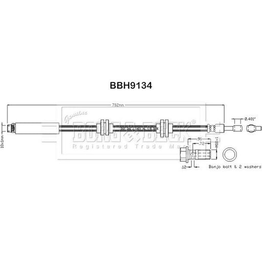 Borg & Beck Brake Hydraulic Hose Line Front Left BBH9134