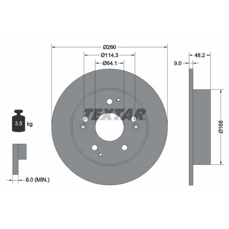 Textar 2 x Solid Rear Brake Discs 92172103