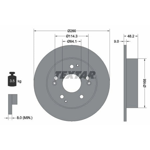Textar 2 x Solid Rear Brake Discs 92172103