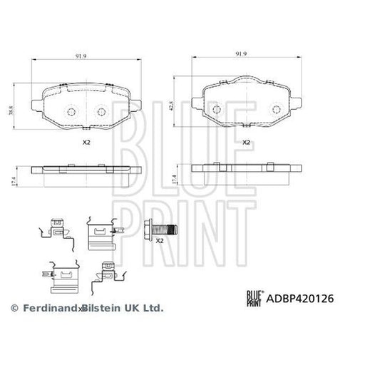 Blue Print Rear Brake Pad Set ADBP420126