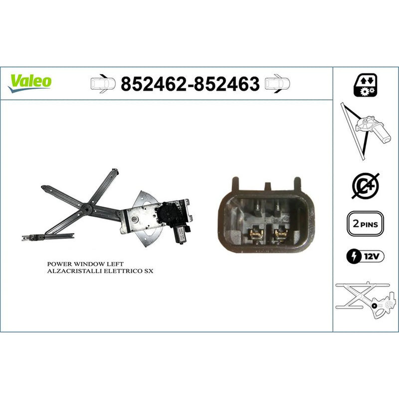 Valeo Electric Window Regulator Lifter Left Front 852462