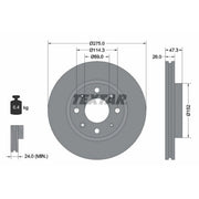 Textar 2 x Internally Vented Front Brake Discs 92136700