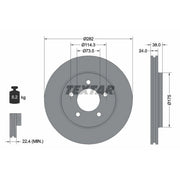 Textar 2 x Front Brake Discs 92108700
