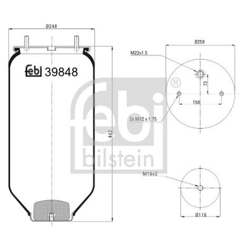 Febi Air Suspension Bellow 116mm 39848