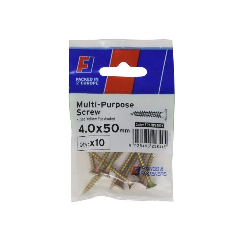 ForgeFix Multi-Purpose Pozi Screw CSK ST ZYP 4.0 x 50mm ForgePack 10