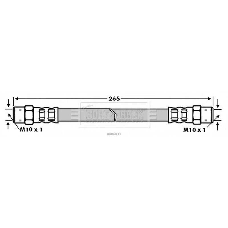 Borg & Beck Brake Hydraulic Hose Line Rear Left BBH6033