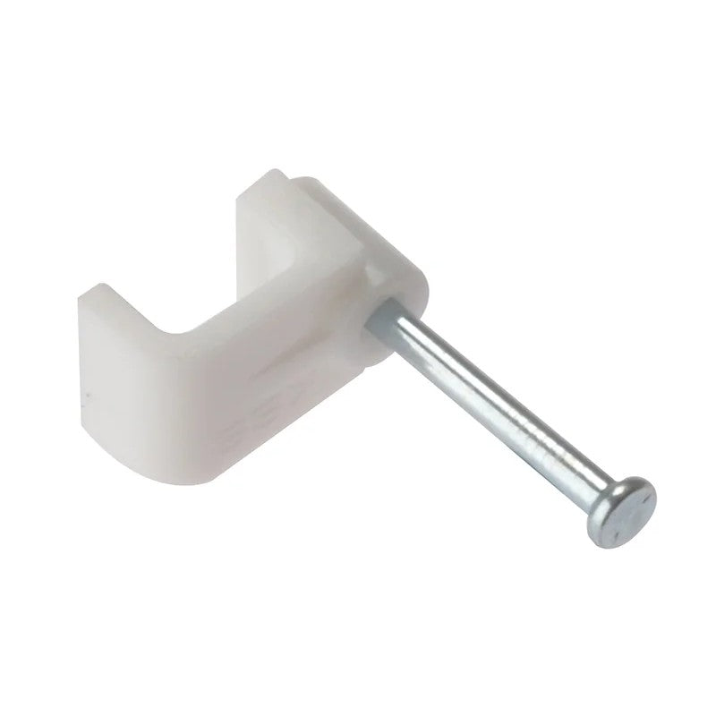 ForgeFix Cable Clip Flat White 1.00mm Box 100 - FCC1W