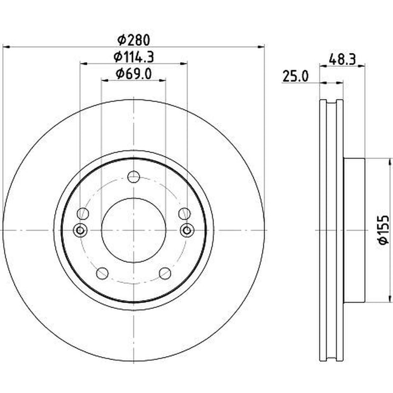 Mintex 2 x Vented Front Brake Discs MDC3215C