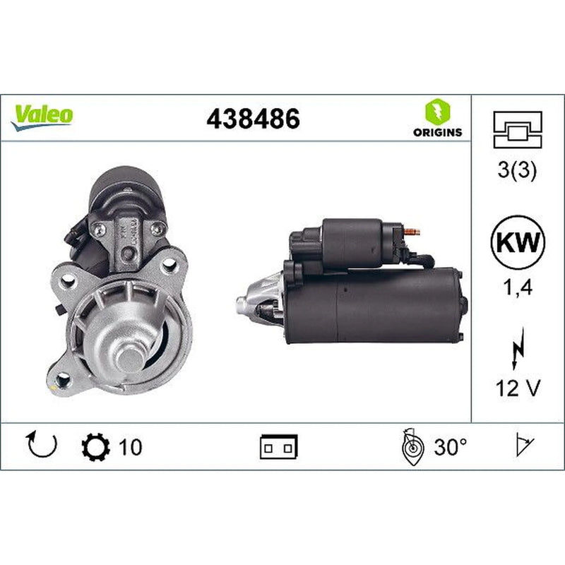 Valeo Starter Motor 12V 2.4kW 10 Teeth 438486