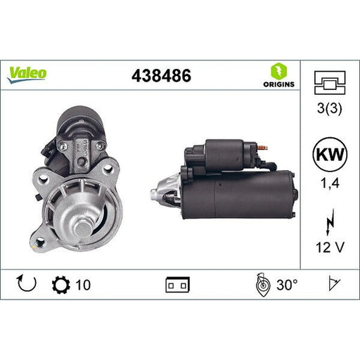 Valeo Starter Motor 12V 2.4kW 10 Teeth 438486