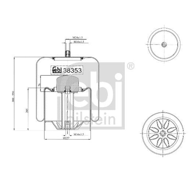 Febi Air Suspension Bellow 225mm Front 38353