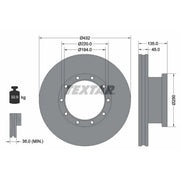 Textar 2 x Internally Vented Brake Discs 93058100 OE 501313313 8285390000