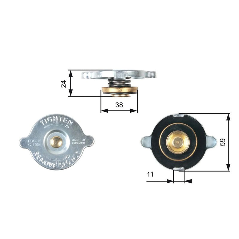 Gates Radiator Expansion Tank Cap bar RC120