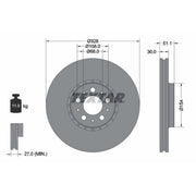 Textar 2 x Externally Vented Front Brake Discs 92284105