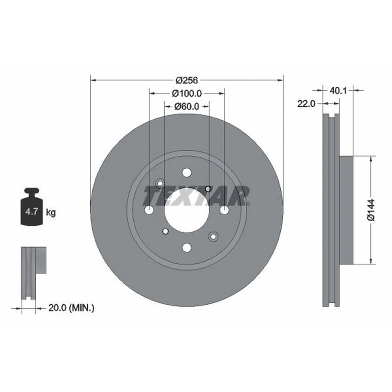 Textar 2 x Front Brake Discs 92232803