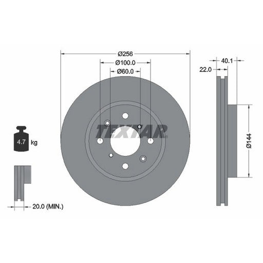 Textar 2 x Front Brake Discs 92232803