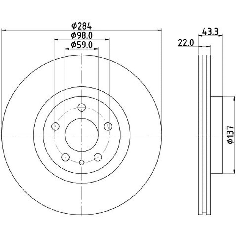 DON 2 x Internally Vented Front Brake Discs PCD14032