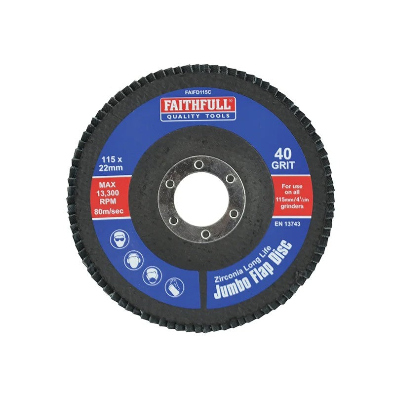 Faithfull Abrasive Jumbo Flap Disc Coarse 100-127mm