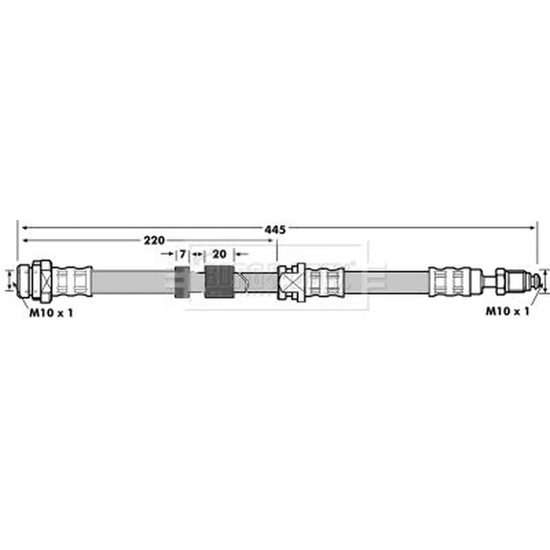 Borg & Beck Brake Hydraulic Hose Line Front Left BBH7079