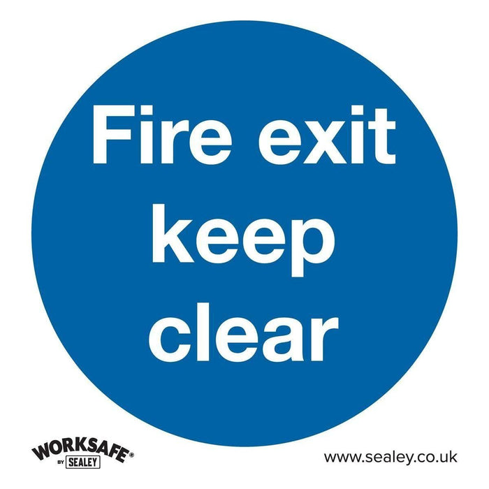 Sealey Mandatory Safety Sign Fire Exit Keep Clear Rigid Plastic SS2P1 Sealey  - Town Parts