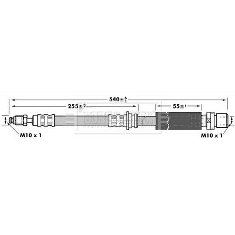 Borg & Beck Brake Hydraulic Hose Line Front Left BBH6964