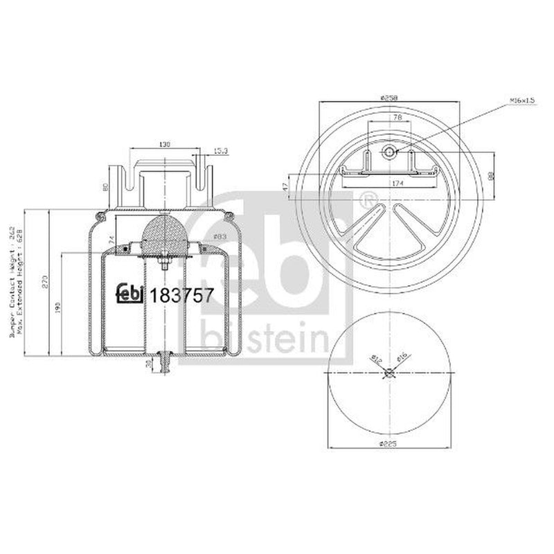 Febi Air Suspension Bellow 258mm Front 183757