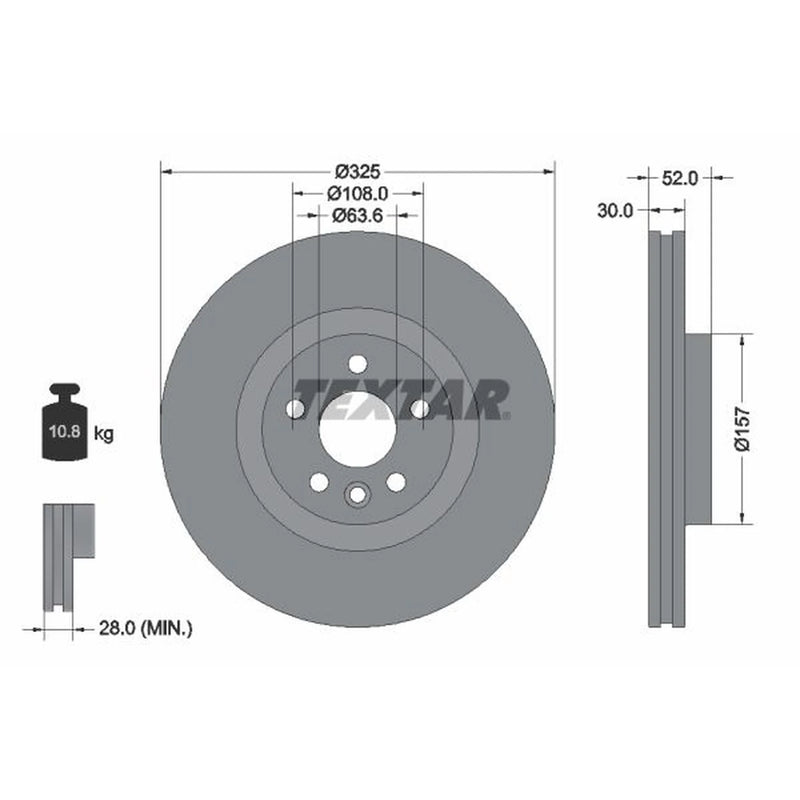 Textar 2 x Internally Vented Brake Discs 92278603
