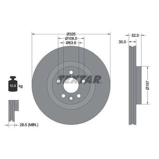 Textar 2 x Internally Vented Brake Discs 92278603