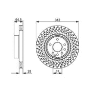 Bosch 2 x Vented Front Brake Discs 0 986 479 072