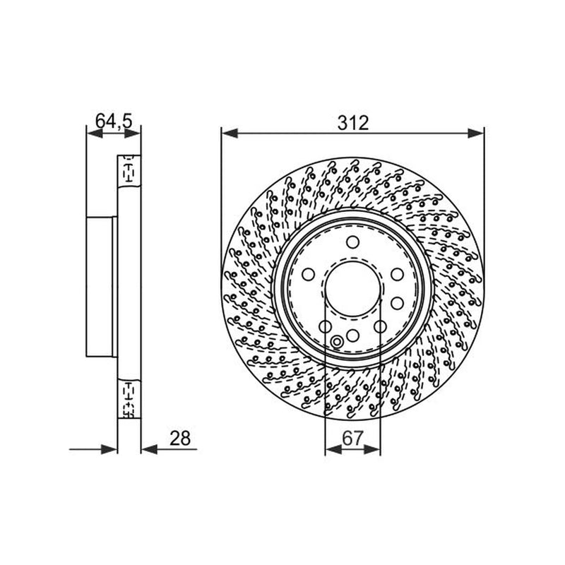 Bosch 2 x Vented Front Brake Discs 0 986 479 072
