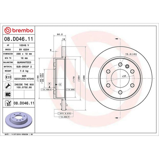 Brembo 2 x Solid Rear Brake Discs 08.D046.11