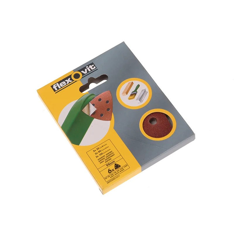 Flexovit Delta Hook & Loop Sanding Sheets 94mm Coarse 50G (Pack 6) - 63642526398