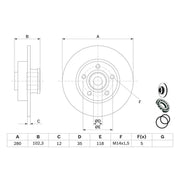 Bosch 2 x Solid Rear Brake Discs 0 986 479 271