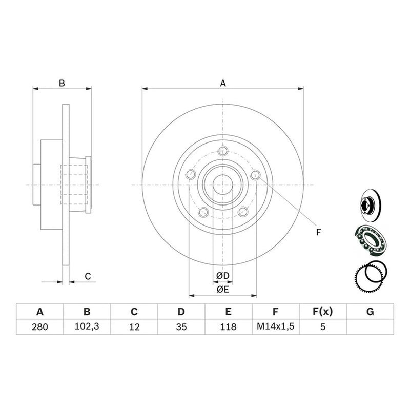 Bosch 2 x Solid Rear Brake Discs 0 986 479 271