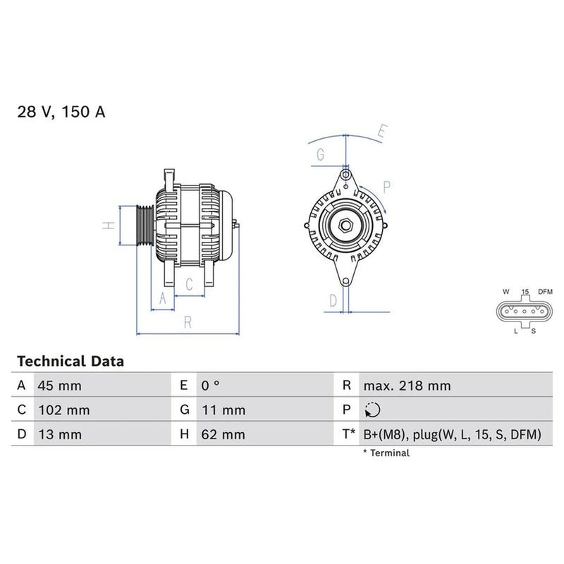 Bosch Car Alternator 12V 0 986 085 290