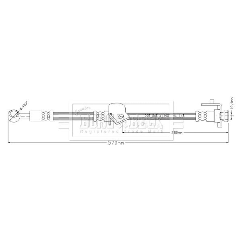 Borg & Beck Brake Hydraulic Hose Line Front Right BBH8901