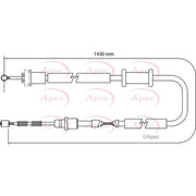 Apec Handbrake Cable Right Rear CAB1159