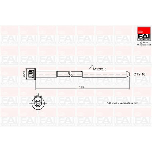 FAI Cylinder Head Bolt Set M12 x 1.5 B2129