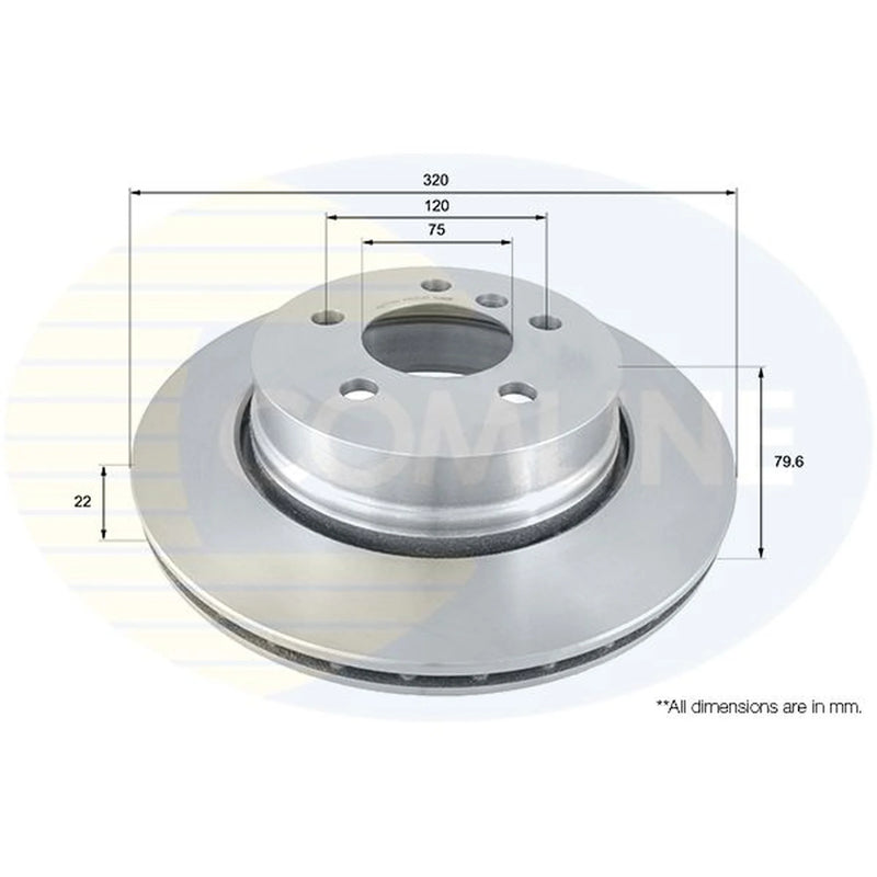 Comline 2 x Internally Vented Rear Brake Discs ADC1720V
