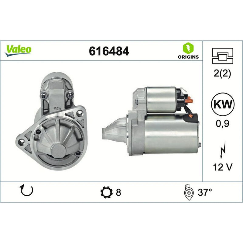 Valeo Starter Motor 12V 0.9kW 8 Teeth 616484