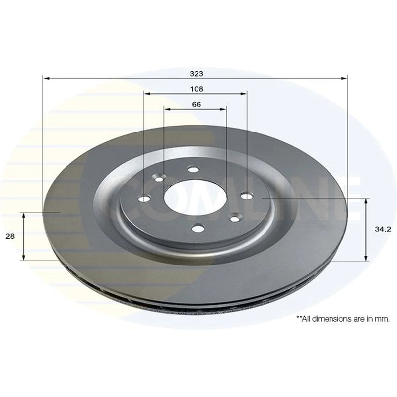 Comline 2 x Internally Vented Front Brake Discs ADC2854V