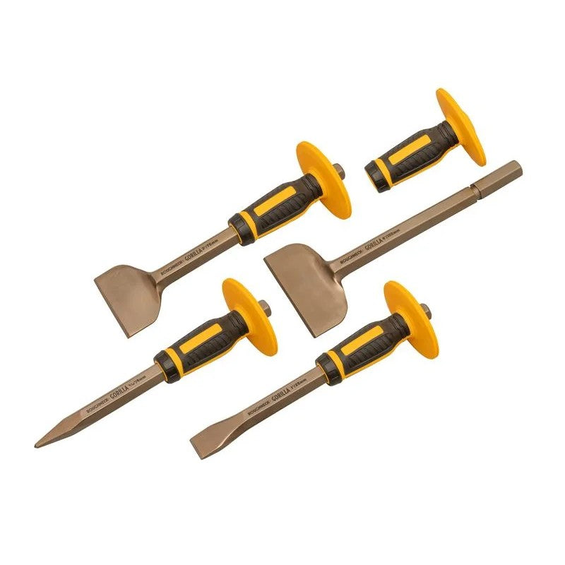 Roughneck GORILLA® Bolster & Chisel Set with Non-Slip Guards, 4 Piece - 31-934