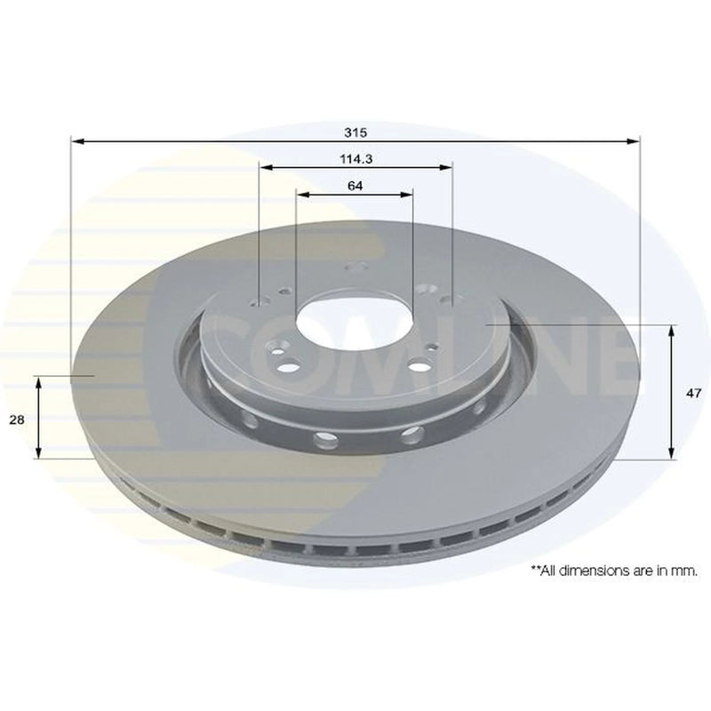Comline 2 x Internally Vented Front Brake Discs ADC0577V