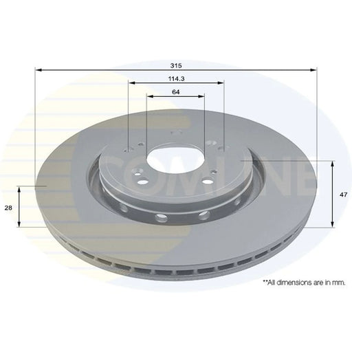 Comline 2 x Internally Vented Front Brake Discs ADC0577V