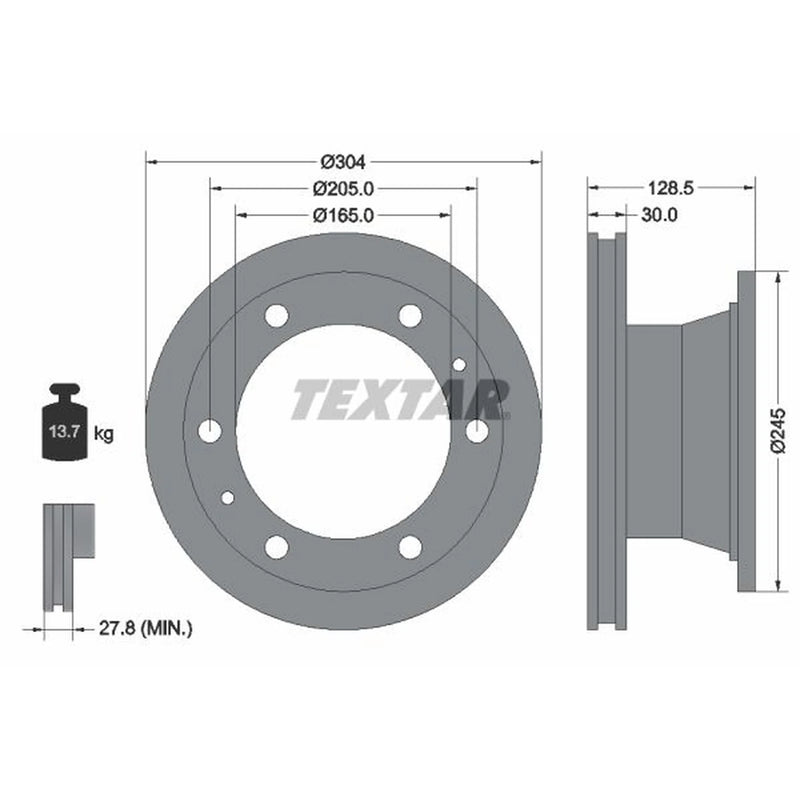 Textar 2 x Internally Vented Brake Discs 93084800 OE 1907528 1907529 1907725