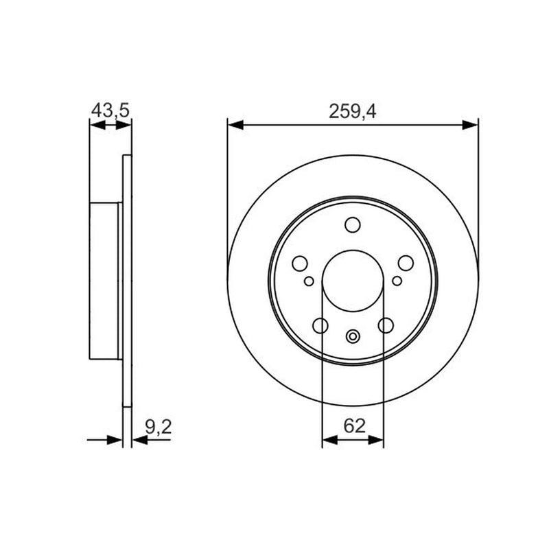 Bosch 2 x Solid Rear Brake Discs 0 986 479 C44