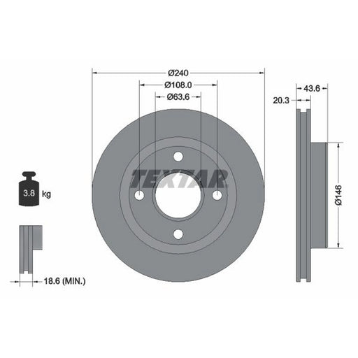 Textar 2 x Front Brake Discs 92294703