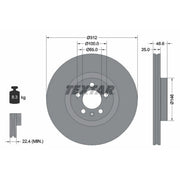 Textar 2 x Internally Vented Front Brake Discs 92303303