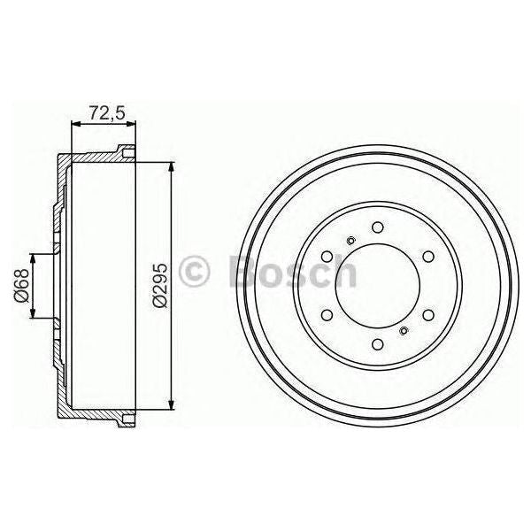 Bosch Brake Drum Single Db286 Fits Nissan Np300 Navara Dci - 2.3 - 15- 098647721 Bosch  - Town Parts